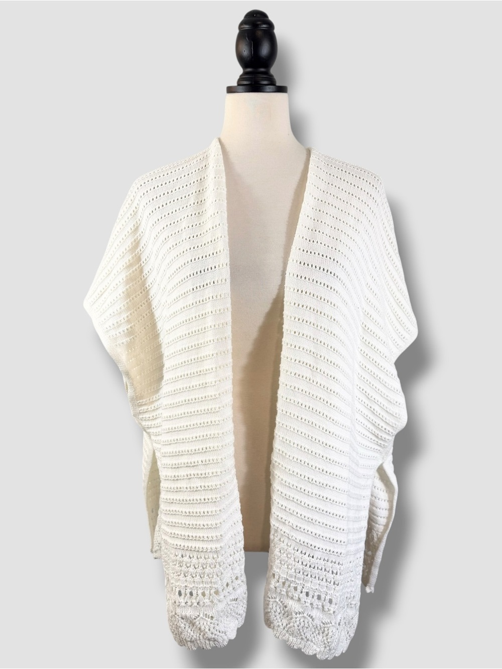 J. Crew Pointelle Open Front Wrap ONE SIZE Ivory Cream Beach Coverup 2025 Boho